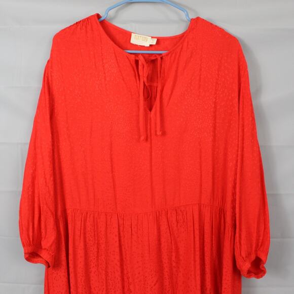 Nation Ltd Dress Medium Liza Trapeze Mini Tiered Cottagecore Boho Babydoll Red - Picture 3 of 11